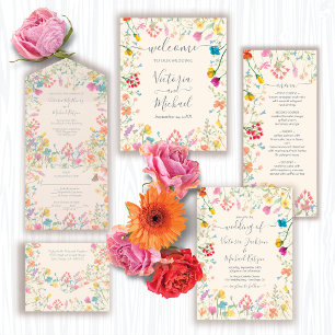 Delicate wildflower floral garden Wedding Invitation