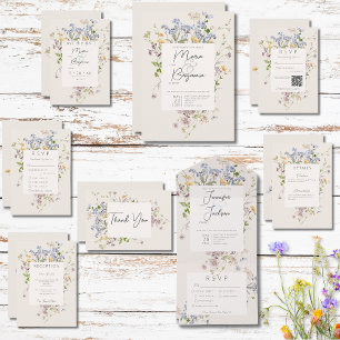 Delicate Boho Wildflowers Cream Response Card