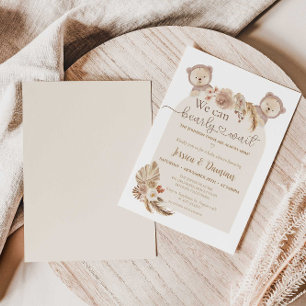 What's On Your Phone Twins Bear Baby Shower Game Invitation
