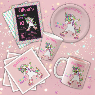 Dabbing Unicorn Roller Skating Birthday Party Invi Invitation