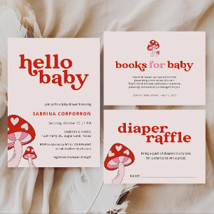 Mushroom Baby Shower Thank You   Orange & Brown Invitation