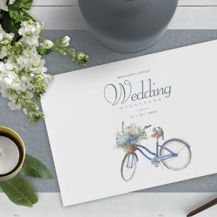 Bohemian Blue Bicycle Watercolor Wedding Invitation