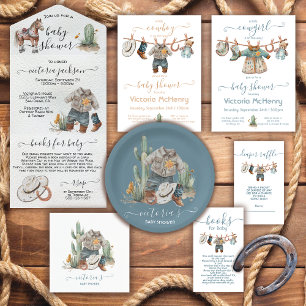Little Cowboy Western Watercolor Baby Shower  Napkin