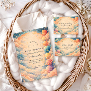 Neutral Space Planets Stars Diapper Raffle  Enclosure Card