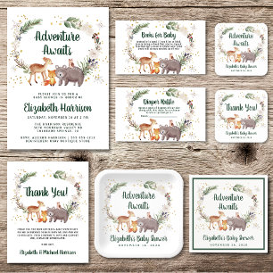 Woodland Animals Watercolor Winter Baby Sprinkle Invitation