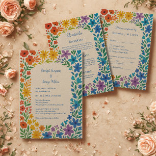 Rainbow Wildflower Rustic Floral Wedding Invitation