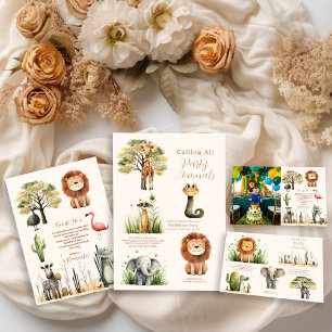 Calling All Party Animals Safari Zoo Birthday  Napkin