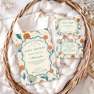 Sage Orange Botanical Baby Shower Napkin