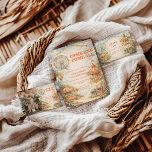 Vintage Carnival Circus Birthday Invitation