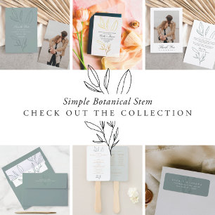Simple Botanical Stem Wedding Logo Gold