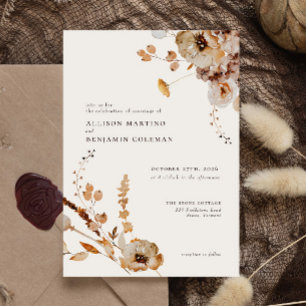 Elegant Boho Woodland Fall Floral Rehearsal Dinner Invitation