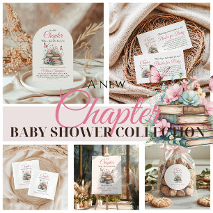 New Chapter Pink Girl Storybook Book Baby Shower Classic Round Sticker