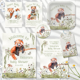 Adorable Baby Red Panda Bear Baby Shower Classic Round Sticker