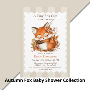 Cosy Autumn Fox Baby Shower Cosy Woodland Party Invitation
