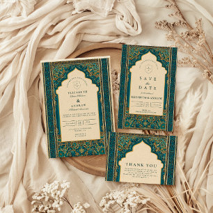 Teal Arch Islamic Wedding Save The Date