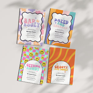 Bad & Boozy Retro Y2K Bachelorette Party Invitation