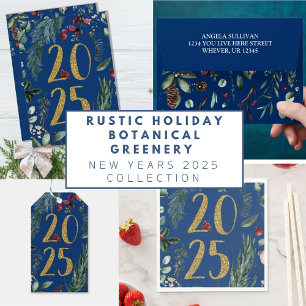 Rustic Greenery 2025 Blue New Years Holiday 