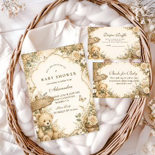 Rustic Teddy Bear Baby Shower Invitation