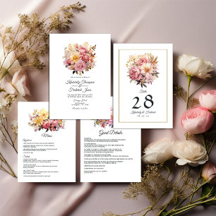 Blush and Gold Floral Wedding Table Number