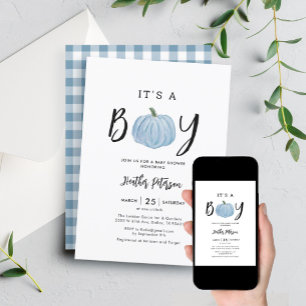 Boy Two Little Pumpkins Are On The Way Baby Shower Invitation