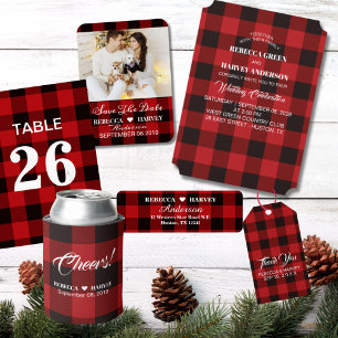 red buffalo plaid rustic winter wedding welcome bunting 