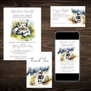 Wolf themed adventure awaits baby shower tableware napkin