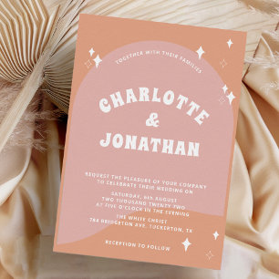 Happily Ever After Party Groovy Elopement Wedding Invitation