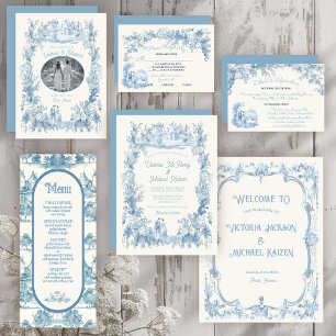 Toile Floral chateau Wedding Menu