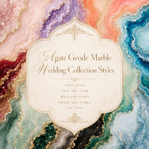 Emerald green Gold Luxe marble Wedding Invitation