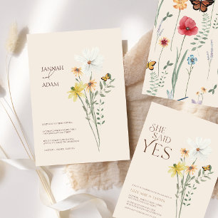 Whimsical Daisy Yellow Wildflower Love And Thanks  Thank You Card
