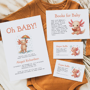 Oh Baby Cute Axolotl Baby Shower Invitation