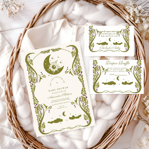 Celestial Botanical Moon Baby Showe Diapper Raffle Enclosure Card