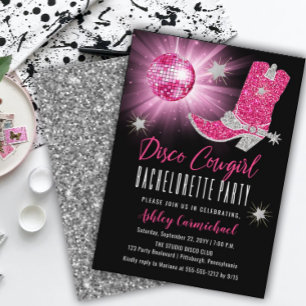 Faux Glitter Pink Disco Cowgirl Bachelorette Party Key Ring