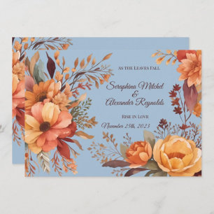 Fall Watercolor Rustic Floral Save the Date Invitation