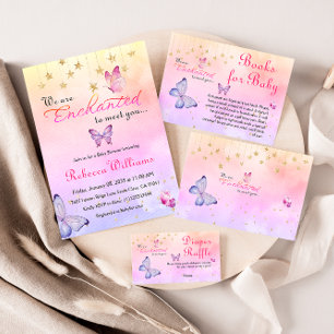 We Are Enchanted To Meet You Butterfly Baby Shower Invitation