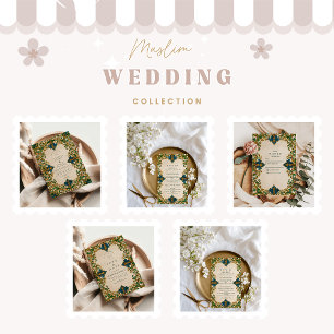 Emerald Baroque Islamic Wedding Invitation