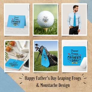 Happy Father's Day Leaping Frogs Hearts Moustache  Baby Bodysuit