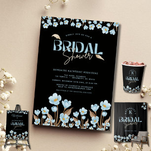 Vintage Blue Watercolor Floral Bridal Shower Tapestry