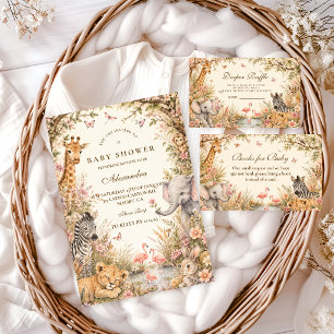 Botanical Boho Safari Girl Baby Shower Invitation