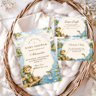 Whimsical Bear Fishing Books for Baby Enclosure Card