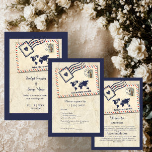 International Adventure Rustic Destination Wedding Invitation