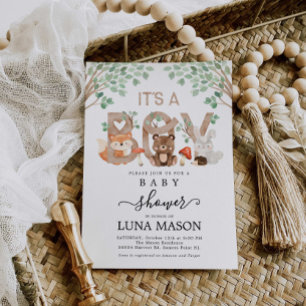 Its a Boy Woodland Baby Shower Invitation