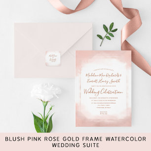 Blush Pink & Rose Gold Frame Wedding Invitation