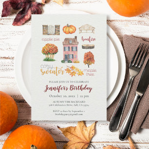 Autumn Rustic Fall Favourite Things Birthday Party Invitation