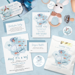 Ahoy It's A Boy Cute Whale Baby Shower Invitation