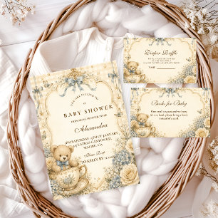 Vintage Teddy Bear Baby Shower Invitation