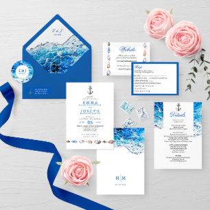 Nautical Ocean beach modern elegant Wedding Invitation