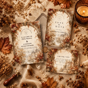 Elegant Autumn Arch Wedding Invitation
