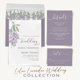 Elegant Calligraphy Script Lavender Wedding Invitation
