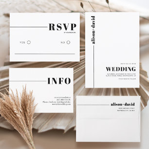 Black, white chic typography minimalist wedding table number